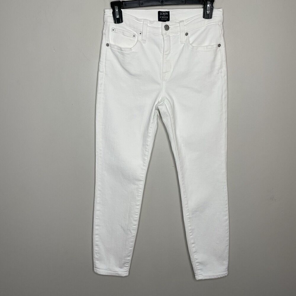 J.CREW Skinny Jeans Women 27 Petite Crisp White 9" Mid-Rise Stretch BO935 - Picture 1 of 12